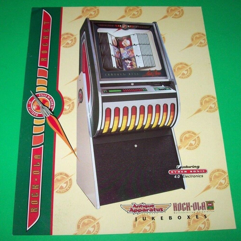 Rock Ola New Rocket Jukebox FLYER Original NOS Phonograph Music Artwork Sheet